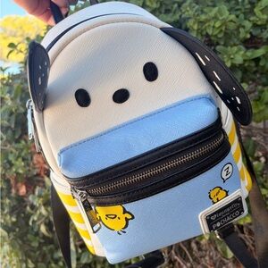 Loungefly Pochacco Sanrio backpack with front zip pouch and adjustable straps